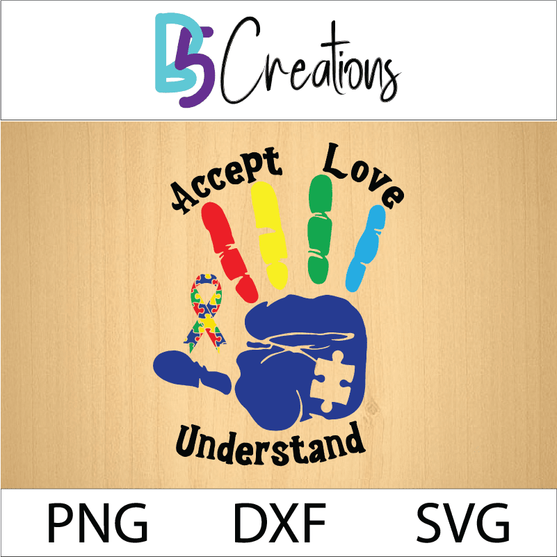 Accept Love Understand Autism Hand Design